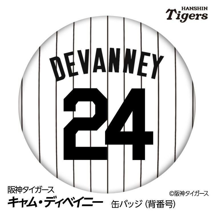 阪神タイガース #24 キャム・ディベイニー 缶バッジ（背番号デザイン）1